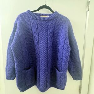 Vintage L.L. Bean Vibrant Purple Cable Knit Sweater